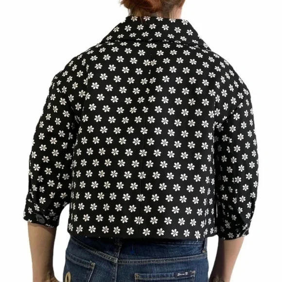 W BY WORTH Black White Floral Blazer 6 - Picture 3 of 13